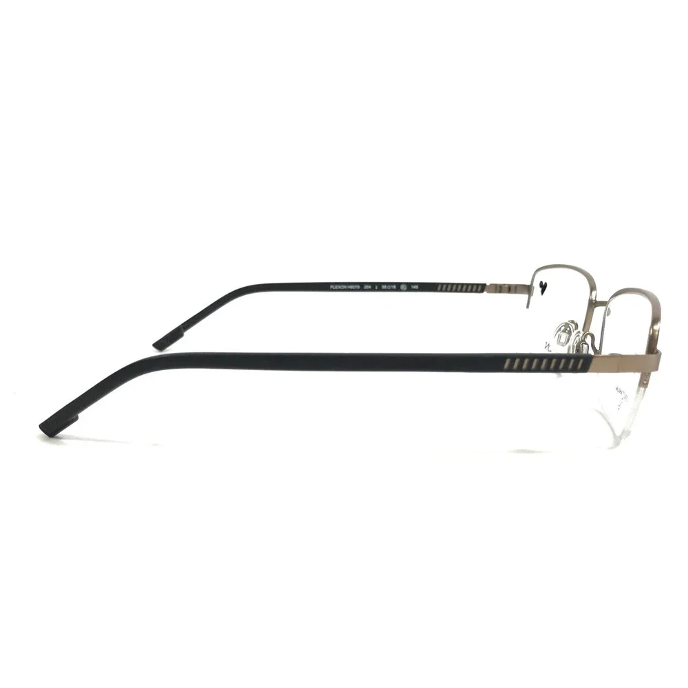 Flexon Eyeglasses Frames H6079 204 Satin Taupe Gold Black Half Rim XL 55-19-145